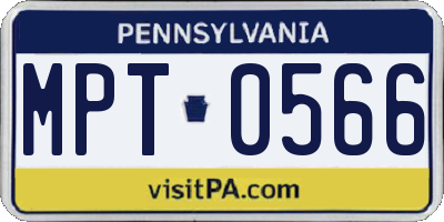 PA license plate MPT0566