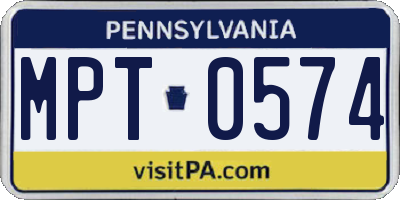 PA license plate MPT0574