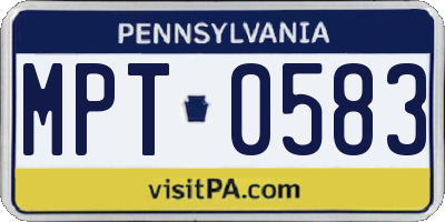 PA license plate MPT0583
