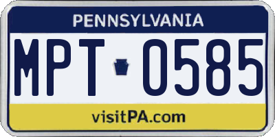 PA license plate MPT0585