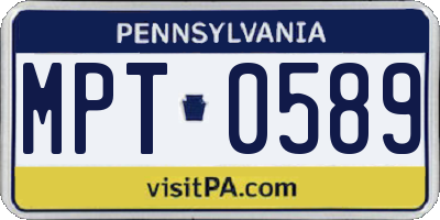PA license plate MPT0589