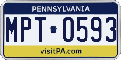 PA license plate MPT0593