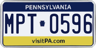 PA license plate MPT0596