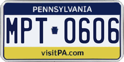 PA license plate MPT0606