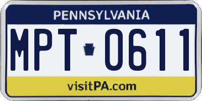 PA license plate MPT0611