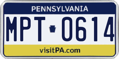 PA license plate MPT0614