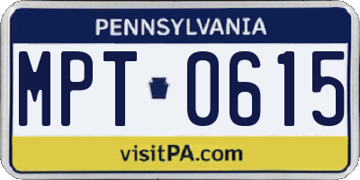 PA license plate MPT0615