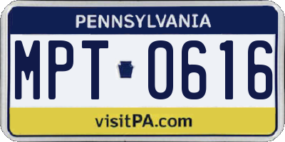 PA license plate MPT0616