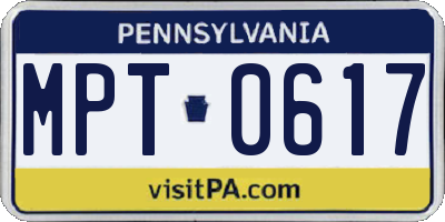 PA license plate MPT0617