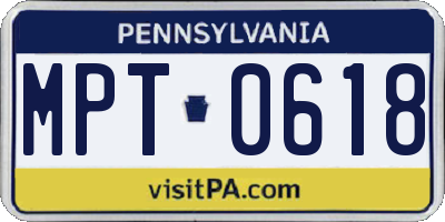 PA license plate MPT0618