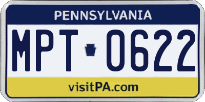 PA license plate MPT0622