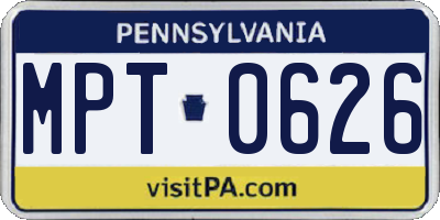 PA license plate MPT0626