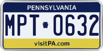 PA license plate MPT0632