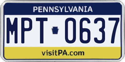 PA license plate MPT0637