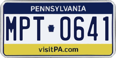 PA license plate MPT0641