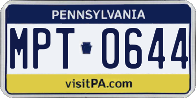 PA license plate MPT0644