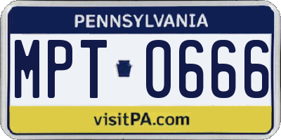 PA license plate MPT0666