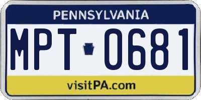 PA license plate MPT0681