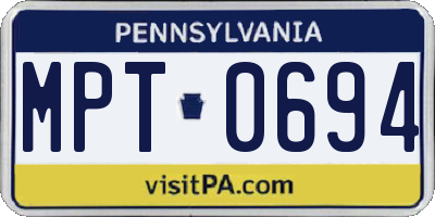 PA license plate MPT0694