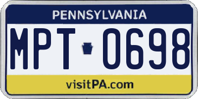 PA license plate MPT0698