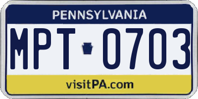 PA license plate MPT0703