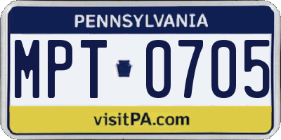 PA license plate MPT0705