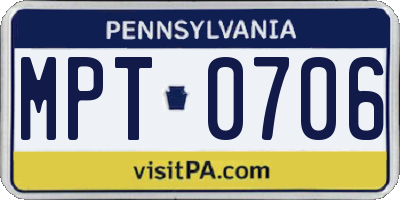 PA license plate MPT0706