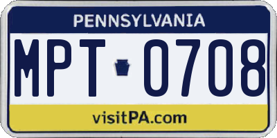 PA license plate MPT0708