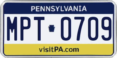 PA license plate MPT0709