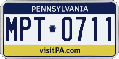 PA license plate MPT0711