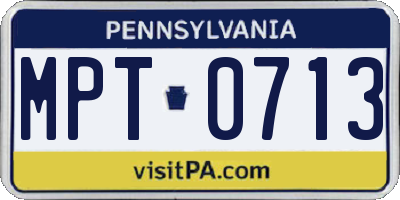 PA license plate MPT0713