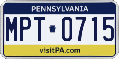 PA license plate MPT0715