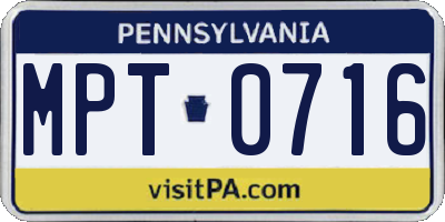 PA license plate MPT0716