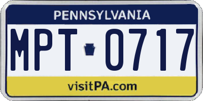 PA license plate MPT0717