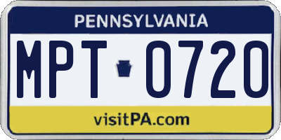 PA license plate MPT0720