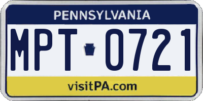 PA license plate MPT0721