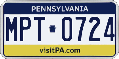 PA license plate MPT0724
