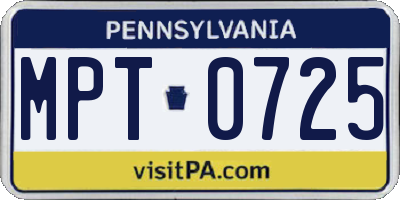 PA license plate MPT0725