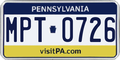 PA license plate MPT0726
