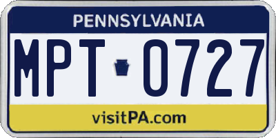 PA license plate MPT0727