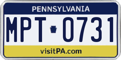 PA license plate MPT0731