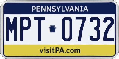 PA license plate MPT0732