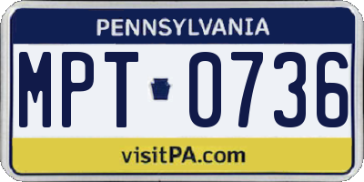 PA license plate MPT0736