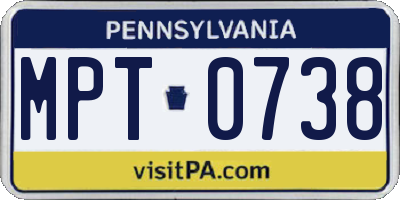 PA license plate MPT0738