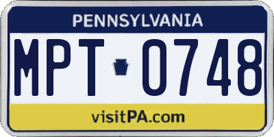 PA license plate MPT0748