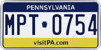PA license plate MPT0754