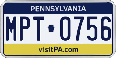 PA license plate MPT0756