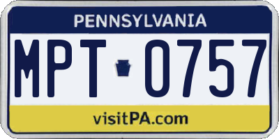 PA license plate MPT0757