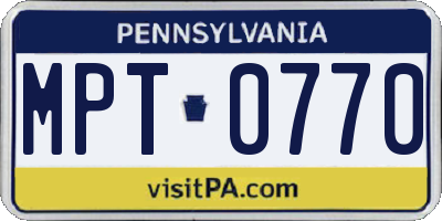 PA license plate MPT0770