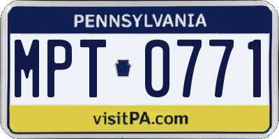 PA license plate MPT0771
